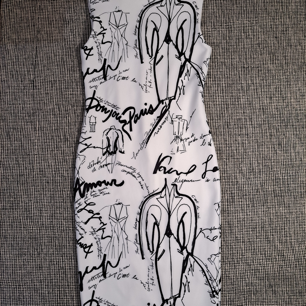 Karl Lagerfeld Monochrome Graphic Midi Dress